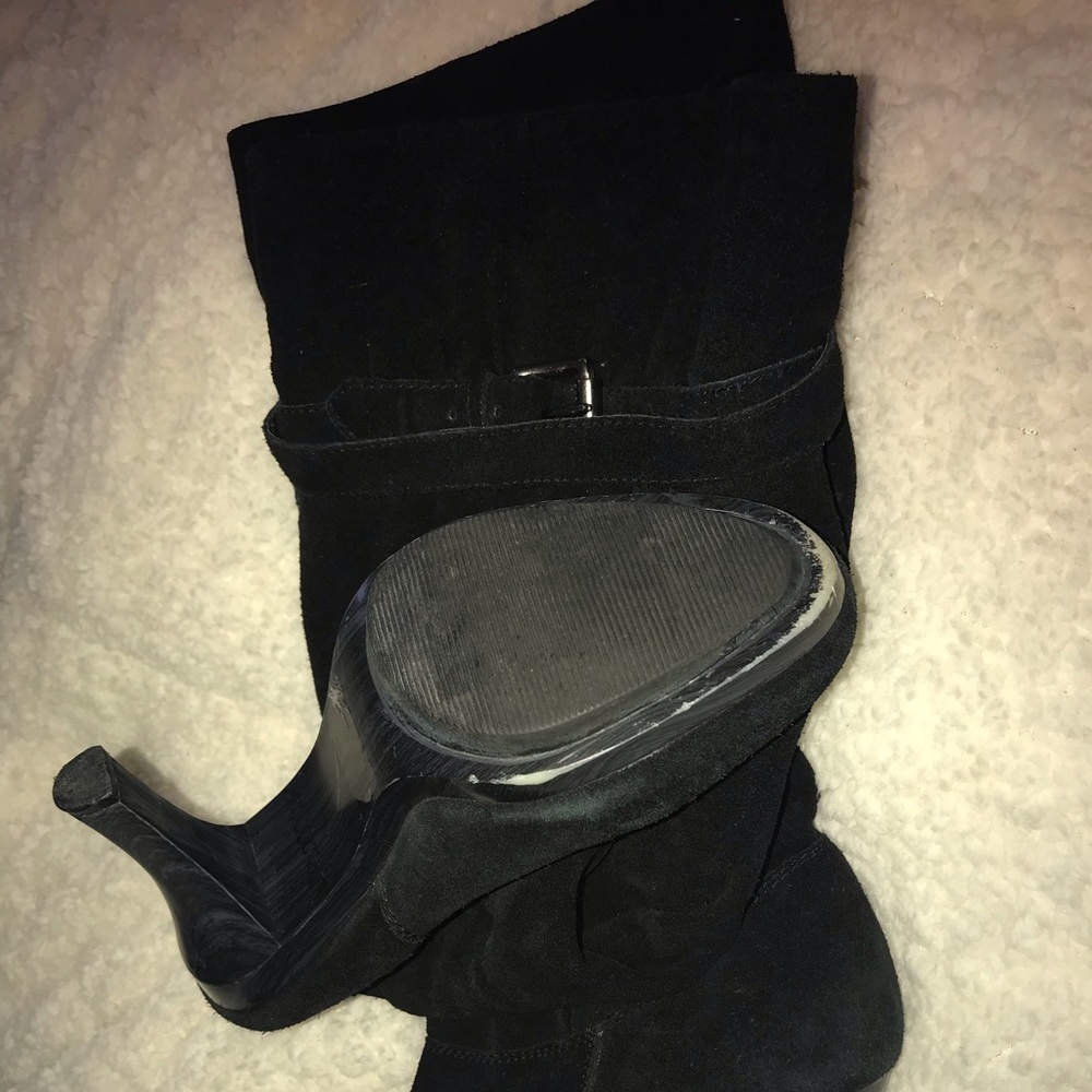 Black leather suede boots 7 1/2